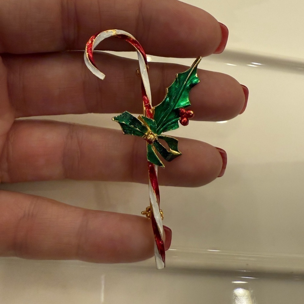 St. Labre marked candy cane brooch. Vintage. - Picture 4 of 6